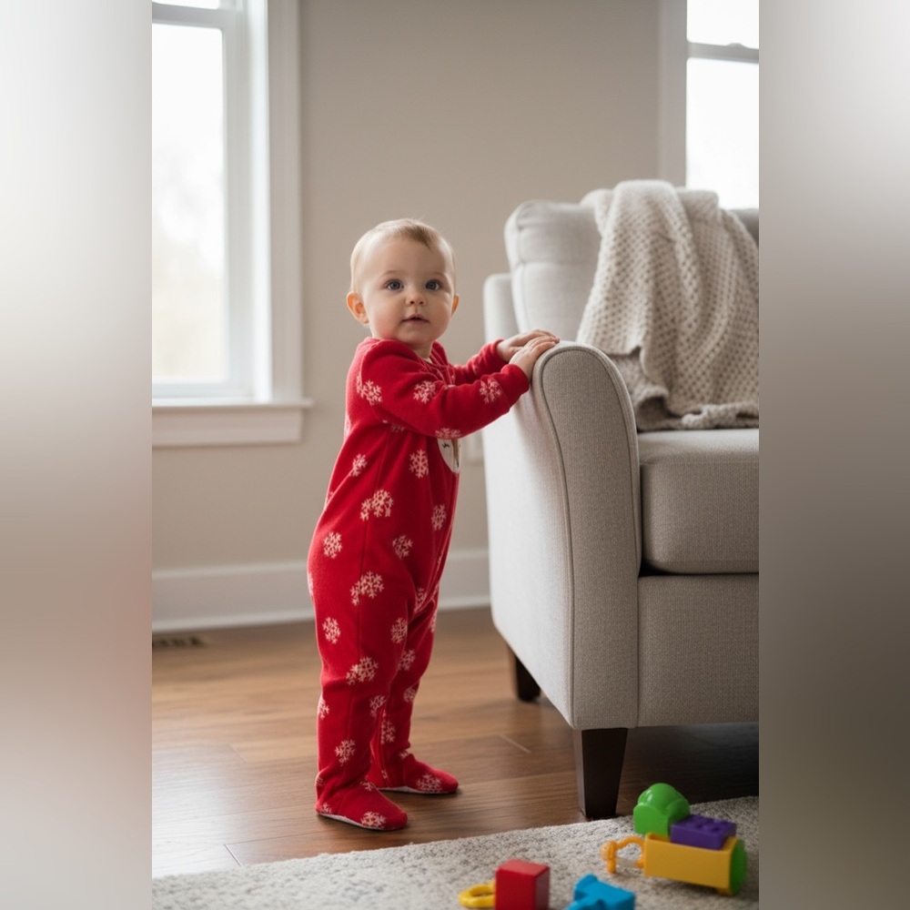 New Carter's Festive Red Reindeer Footie